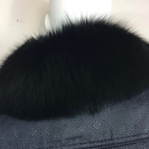 Black Fox Fur and Goose Down Puffy Jacket Laundry by Shelli Segal - Picture 4 of 12
